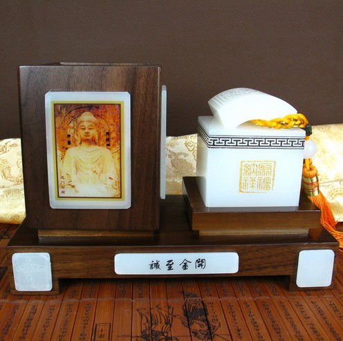 玉石文台摆件 办公桌面优雅实用的商务工艺礼品